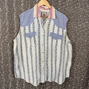 Vintage Forelli Floral Button Up Vest Cottagecore Western Women's 22/24